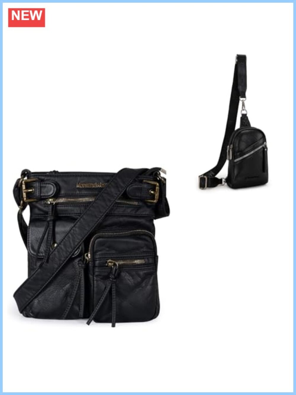 Women's Multi-Pocket Sling Crossbody Purse with Adjustable Strap